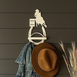 Diamond Horseshoe Wall Hook Cowboy Western Metal Rustic Barn Decor 10.25”